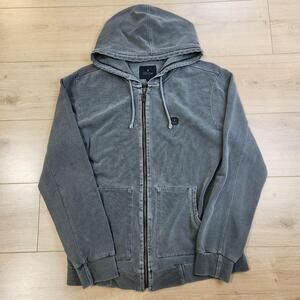 Roark Revival Hoodie Sweatshirt Mens Medium Gray Fleece Full Zip Knit Casual